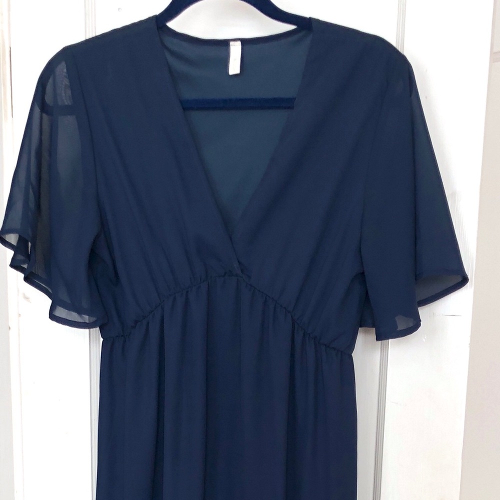 Pinkblush navy chiffon maternity maxi dress
